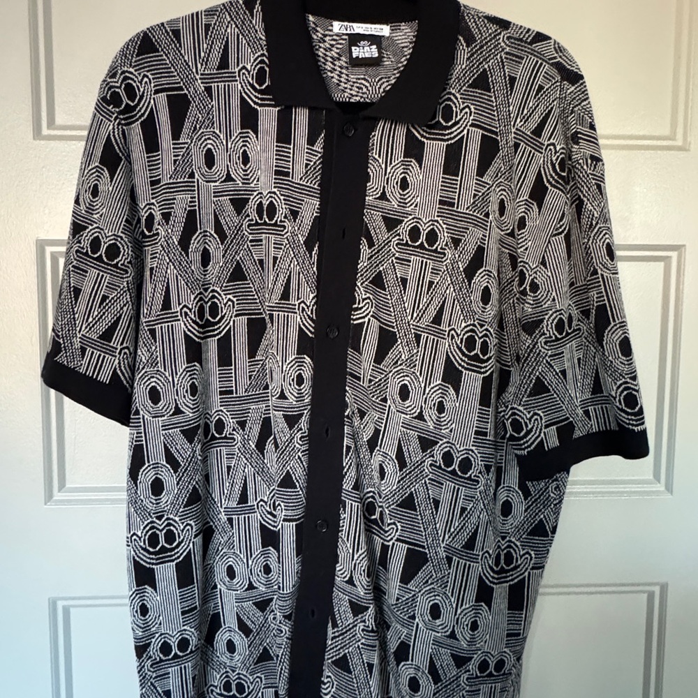 Zara Monochrome Patterned Knit Top